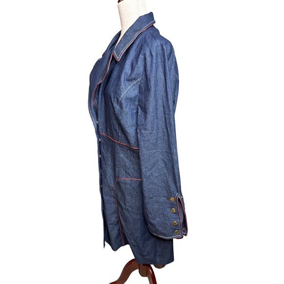 Vtg Devine Denim NY 16 ButtonUp penny lane coat Festival Whimsigoth grunge punk - Picture 3 of 10